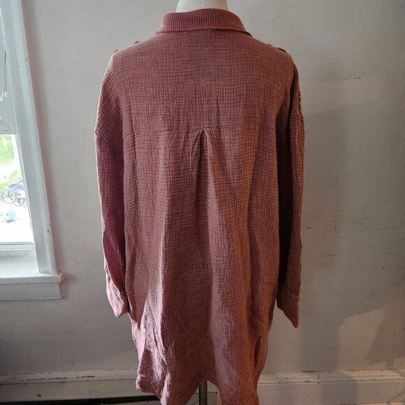143 Story Button‎ Up Mauve Pink Gauze Tunic Women's L - Picture 2 of 5